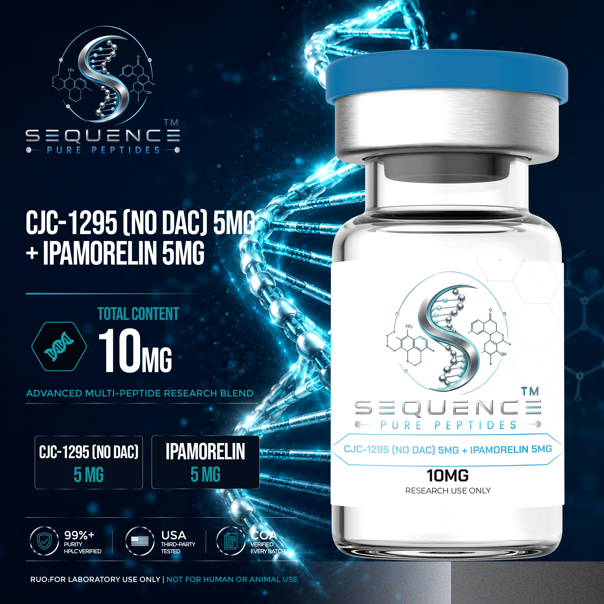 CJC-1295 No DAC (5MG) + Ipamorelin (5MG) (10MG)